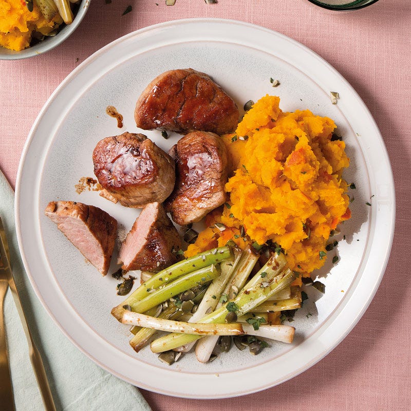 Schweinsfiletmedaillons mit Kürbispüree