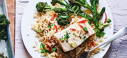 Lime & chilli marinated fish traybake