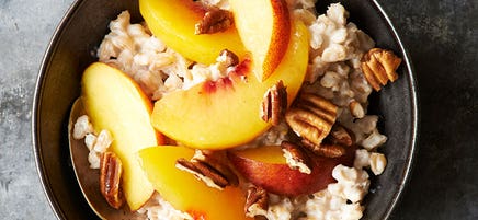 Peaches and cream barley porridge