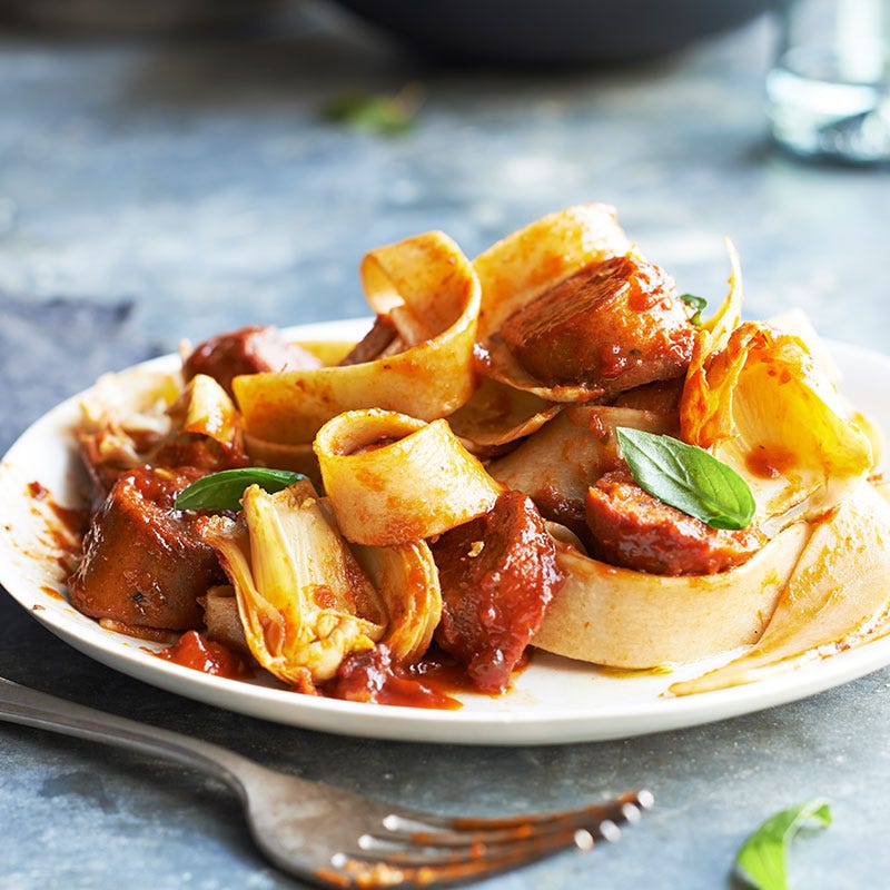Photo of Fettuccine with chicken sausage and artichokes by WW