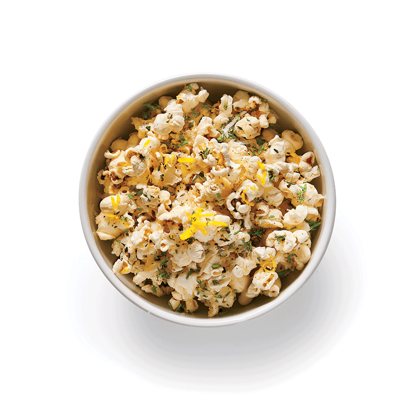 Parmesan popcorn with lemon and thyme