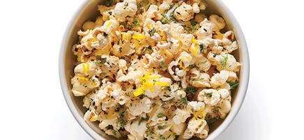 Parmesan popcorn with lemon and thyme