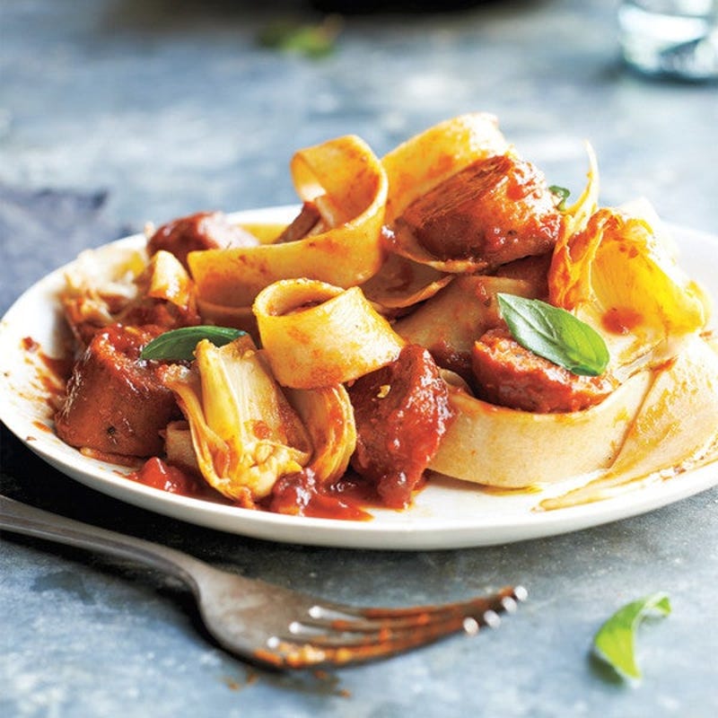 Photo of Fettuccine with chicken sausage & artichokes by WW