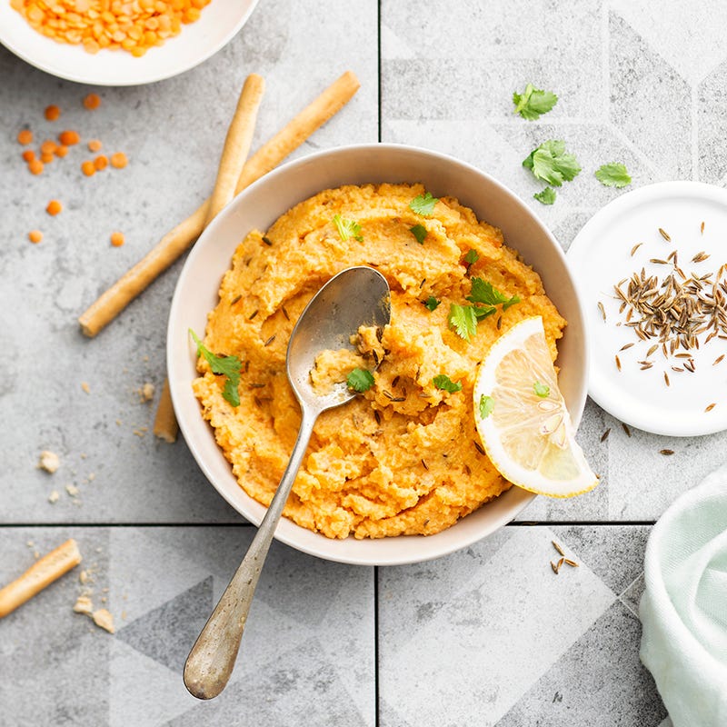 Houmous de lentilles corail et carottes