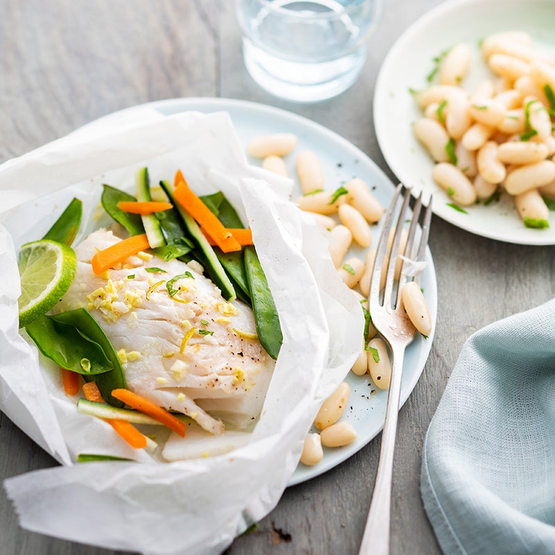 Papillote de cabillaud au gingembre et citron vert
