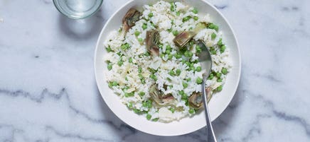 Risotto artichaut, petits pois & parmesan