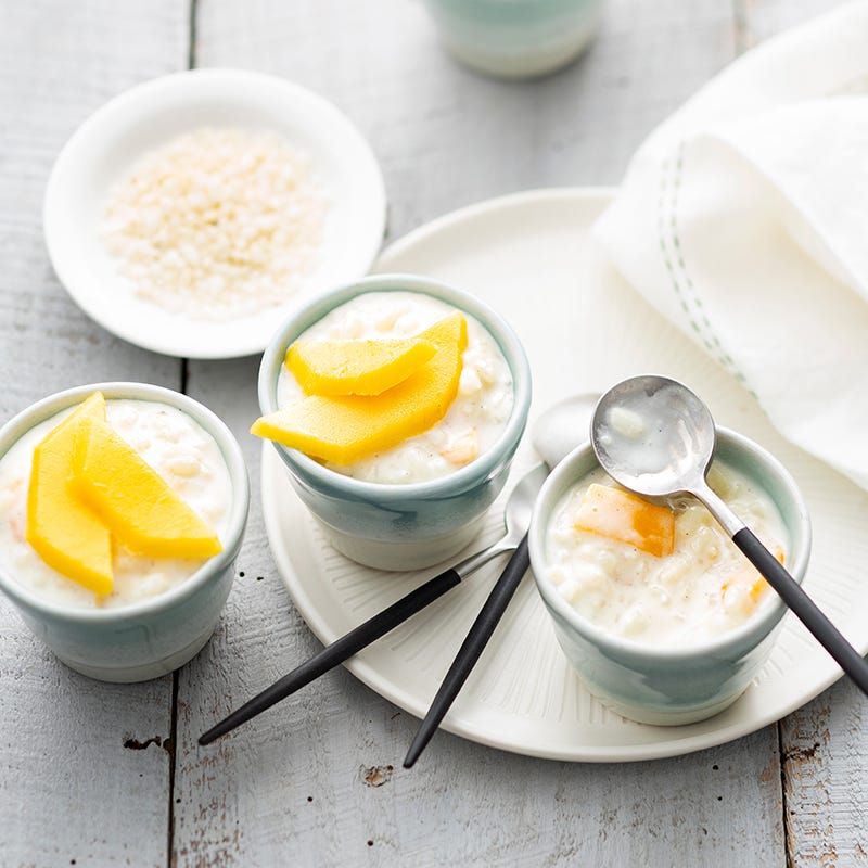 Riz au lait et mangue fraîche