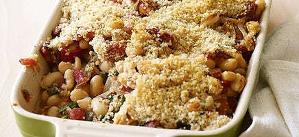 White Bean, Tomato, and Spinach Gratin