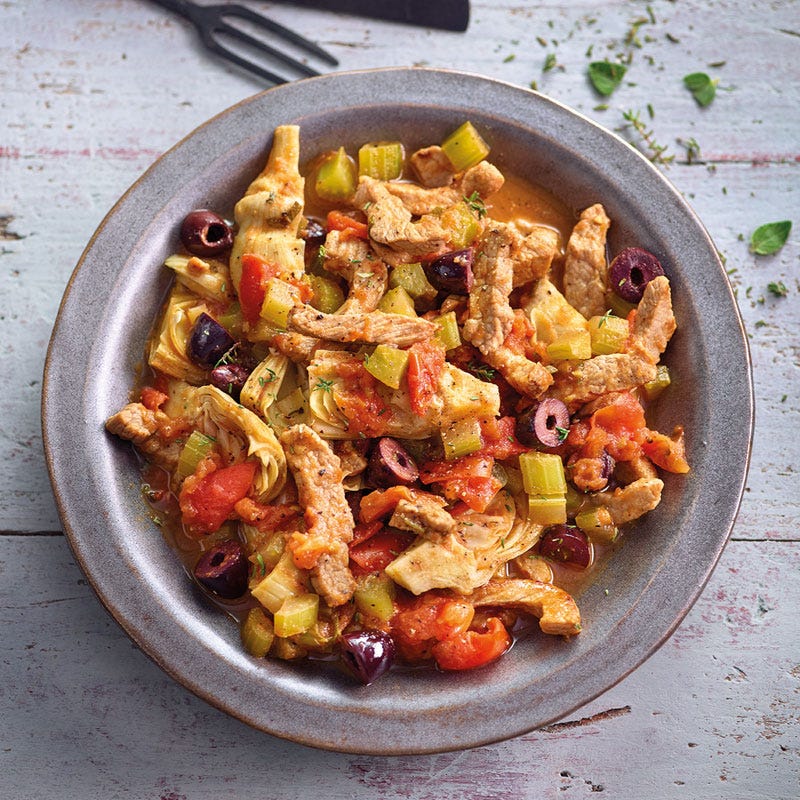 Kalbsgeschnetzeltes mit Oliven und Artischockenherzen