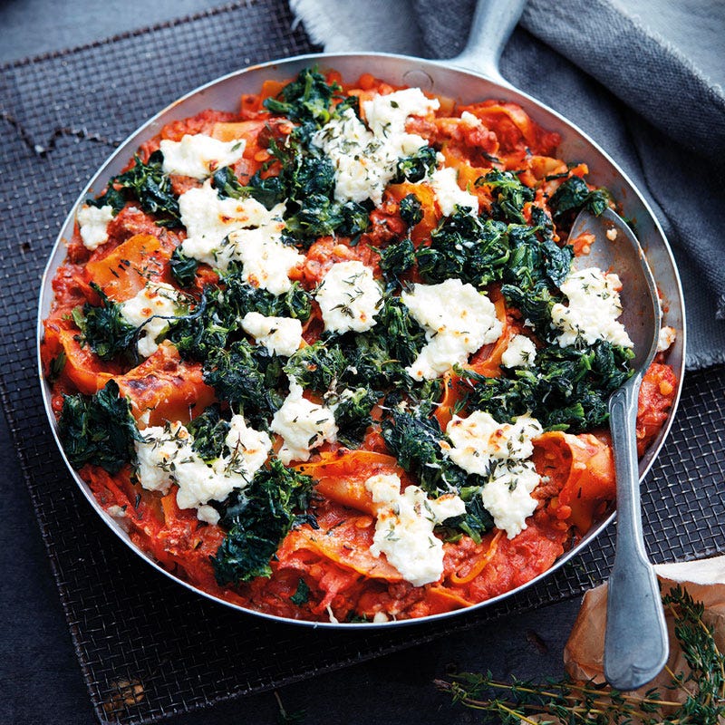 Pfannenlasagne mit Linsen