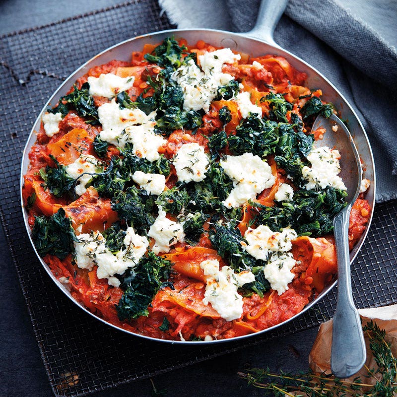 Pfannenlasagne mit Linsen