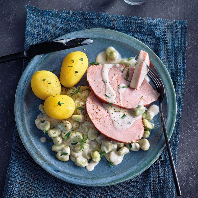 Kasseler mit Dicken Bohnen