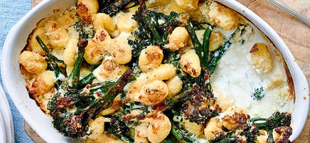 Gluten-free blue cheese gnocchi bake