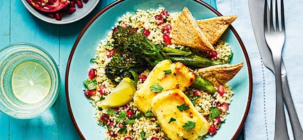 Halloumi-topped couscous salad
