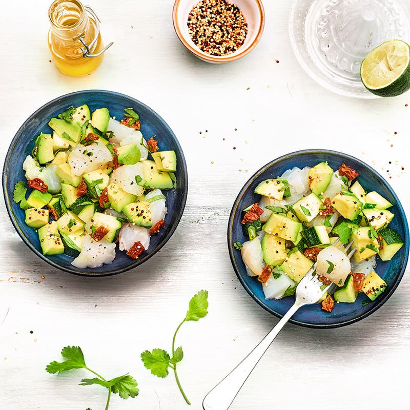Ceviche de lieu jaune au quinoa soufflé