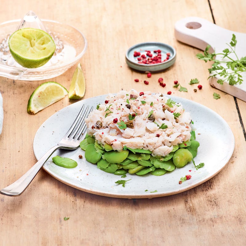 Petits pressés de raie aux câpres et fèves