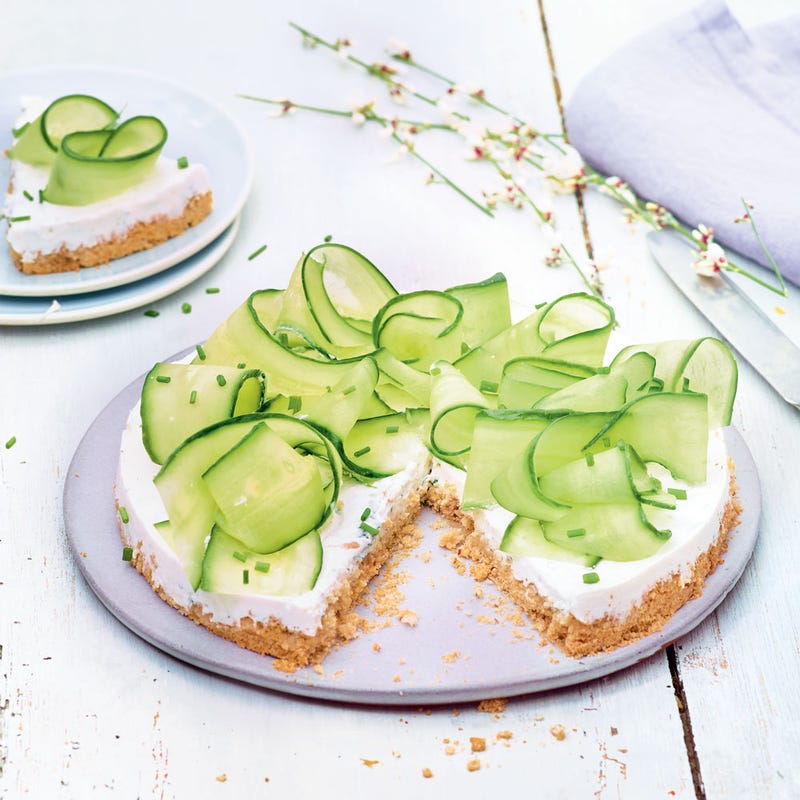 Cheesecake au concombre, chèvre et menthe