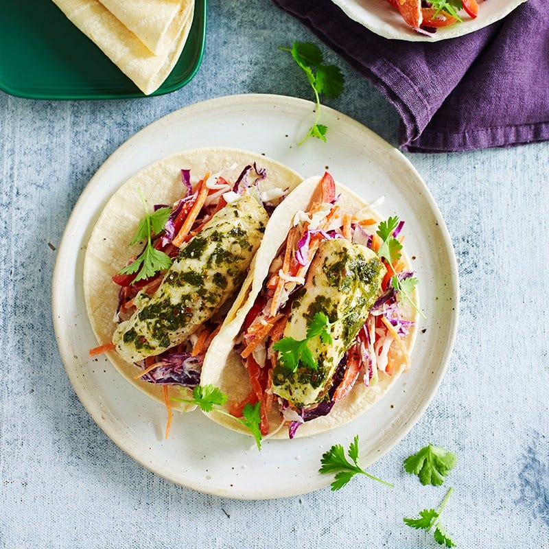 Chimichurri fish tacos