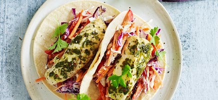 Chimichurri fish tacos