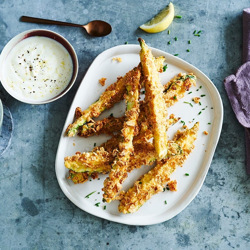 BBQ zucchini chips with aioli
