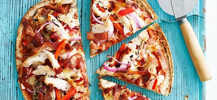 BBQ chicken and bacon pizza