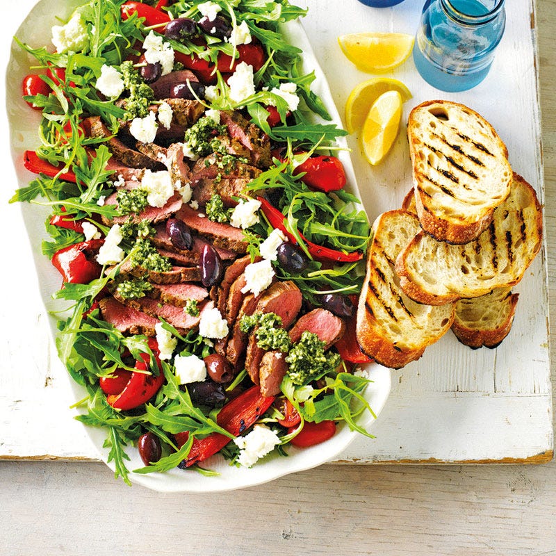 Warmer Lammsalat mit Minzpesto