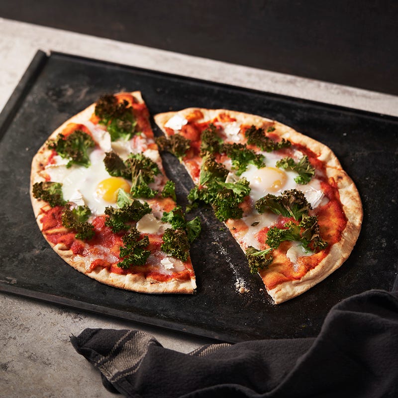 ViktVäktarna - Libapizza med chèvre, grönkål och ägg