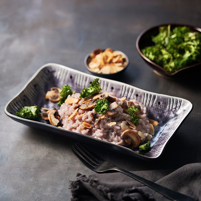 ViktVäktarna - Rödvinsrisotto med stekt svamp och grönkålschips