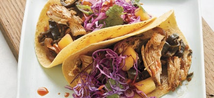 Chicken tacos with pineapple slaw