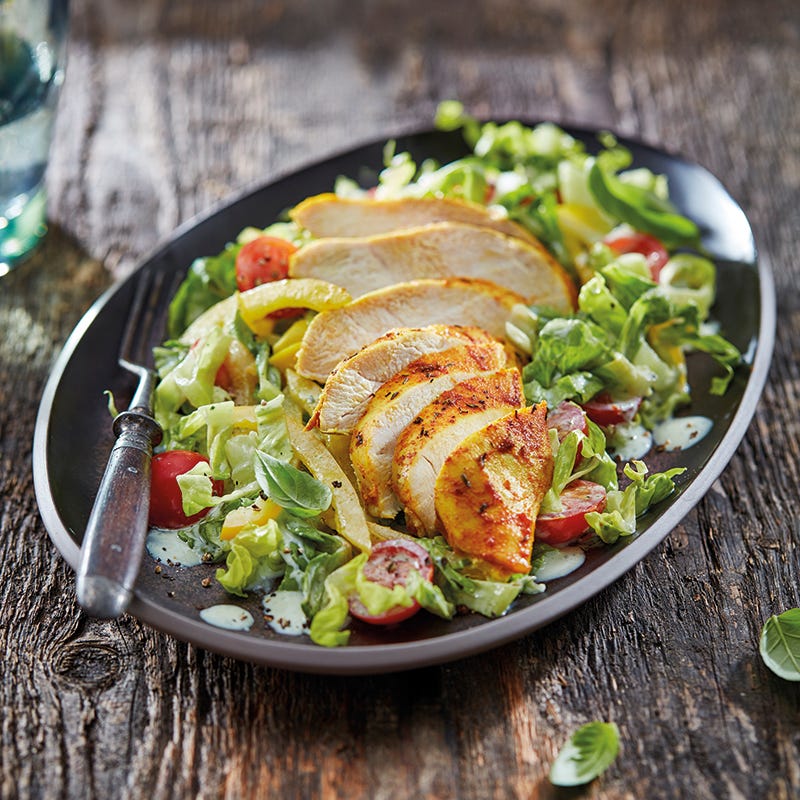 Kruidige kip uit de oven met salade