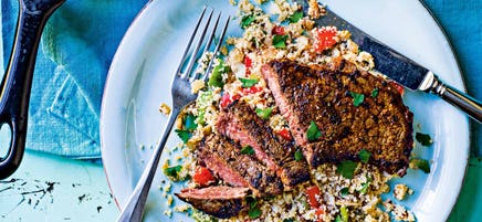 Cajun-spiced steak with cauliflower ‘rice’
