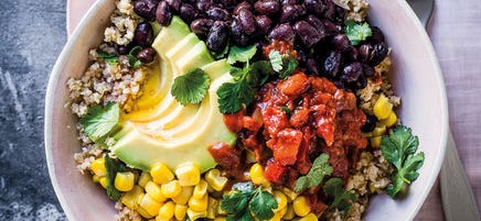Burrito-Bowl mit Blumenkohlreis