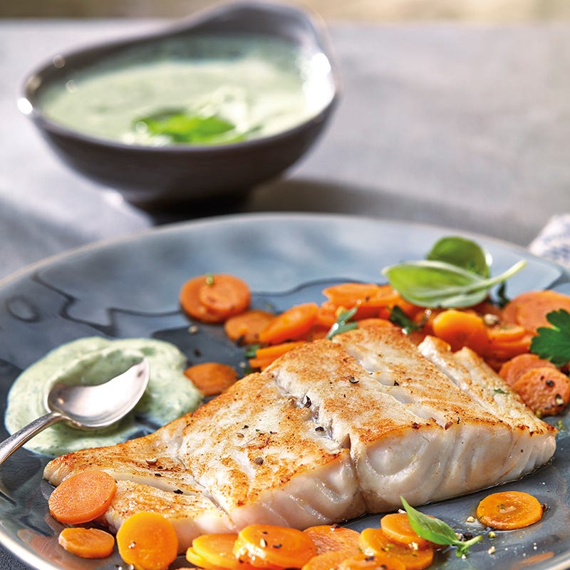 Foto van Koolvis met basilicumcrème en gestoofde wortels door WW