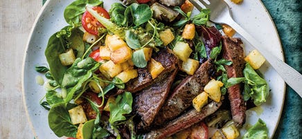 Steak-Kartoffel-Salat mit Honig-Senf-Dressing