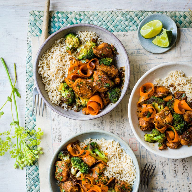 Honig-Ingwer-Poulet mit Reis