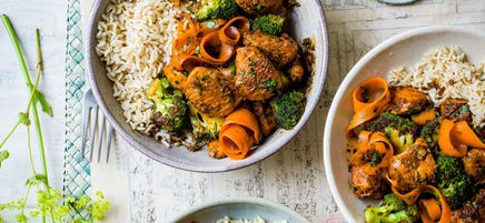 Honig-Ingwer-Poulet mit Reis