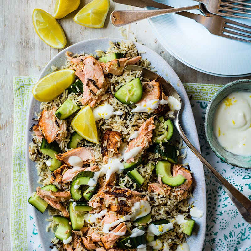 ViktVäktarna - Kryddig lax- och rissallad med citrondressing