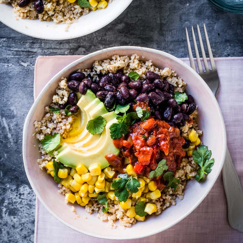 ViktVäktarna - Burritobowls med blomkålsris och bönor