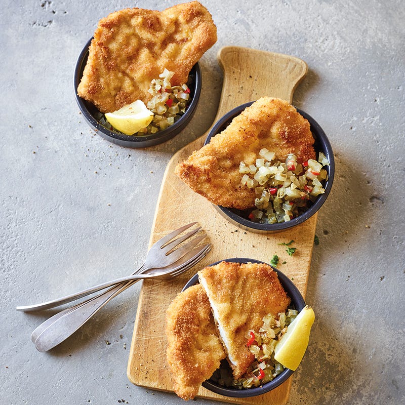 Foto van Minischnitzels met pittige augurkenrelish door WW