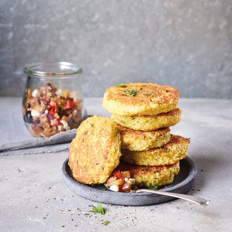 Foto van Couscouskoekjes met auberginesalsa door WW