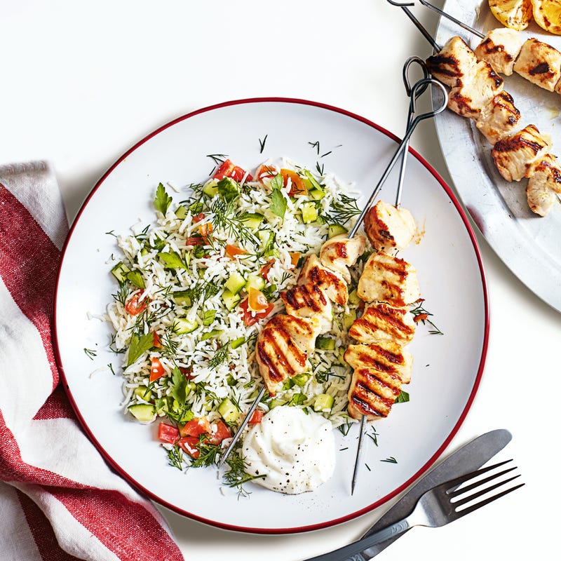 Photo of Zesty chicken skewers with rice salad by WW