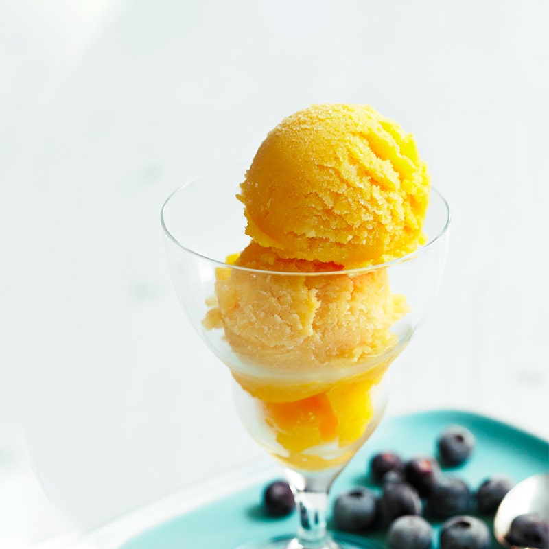 Mango and lime sorbet