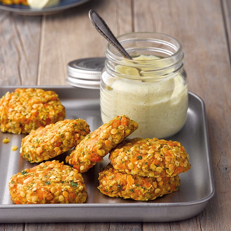Foto van Wortel-linzenkoekjes met kerriedip door WW