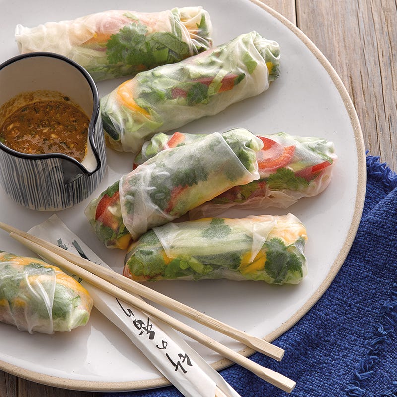 Foto van Rijstpapierrolletjes met chilidip door WW