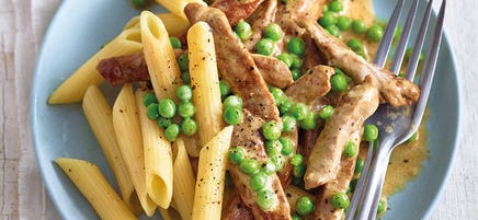 Kalbsgeschnetzeltes mit grünen Erbsen
