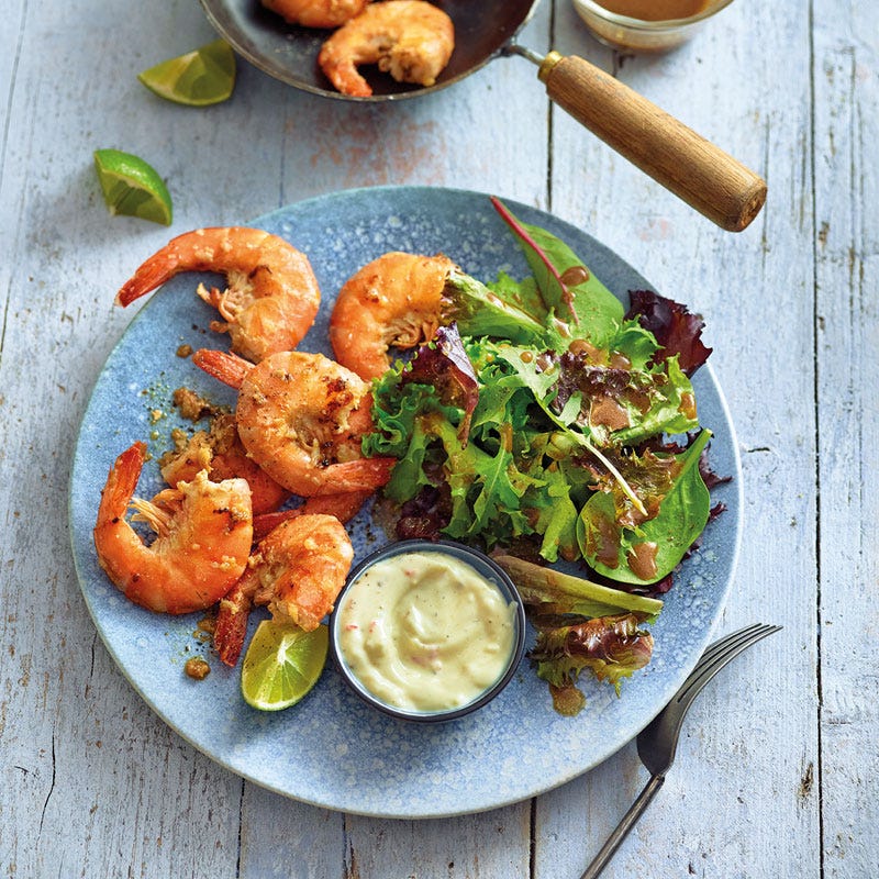 Knoblauchgarnelen mit Chili-Aioli