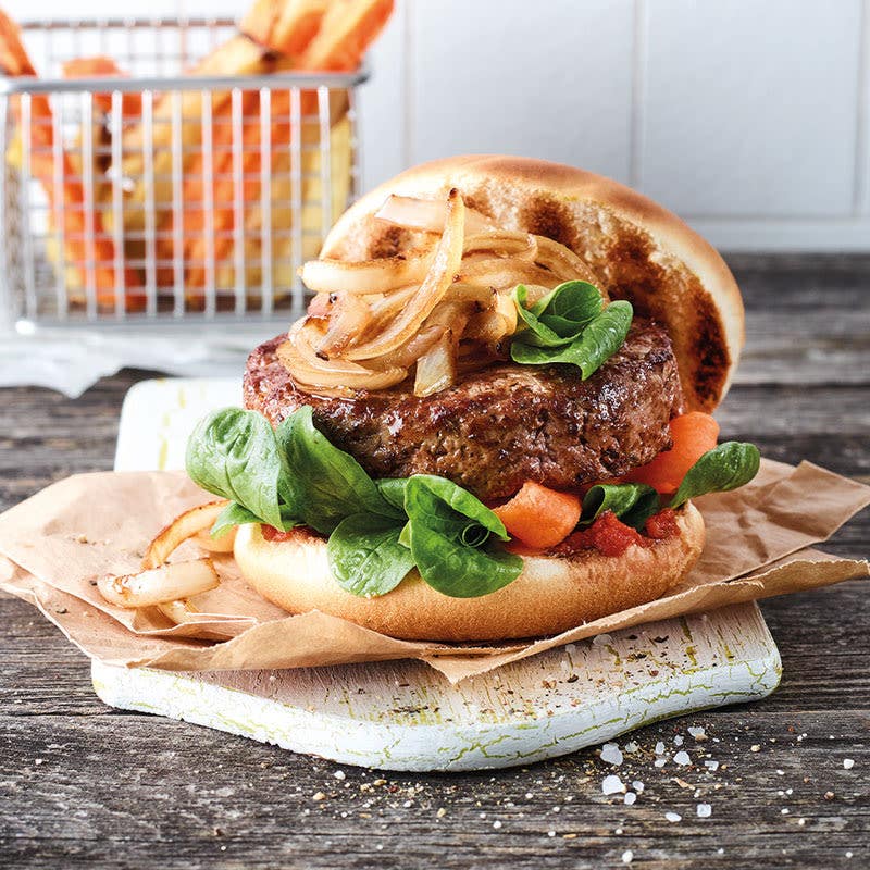 Lammburger mit Balsamico-Zwiebeln