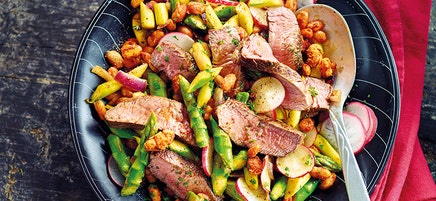 Bonensalade met biefstuk