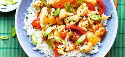 Sweet & sour cauliflower with rice