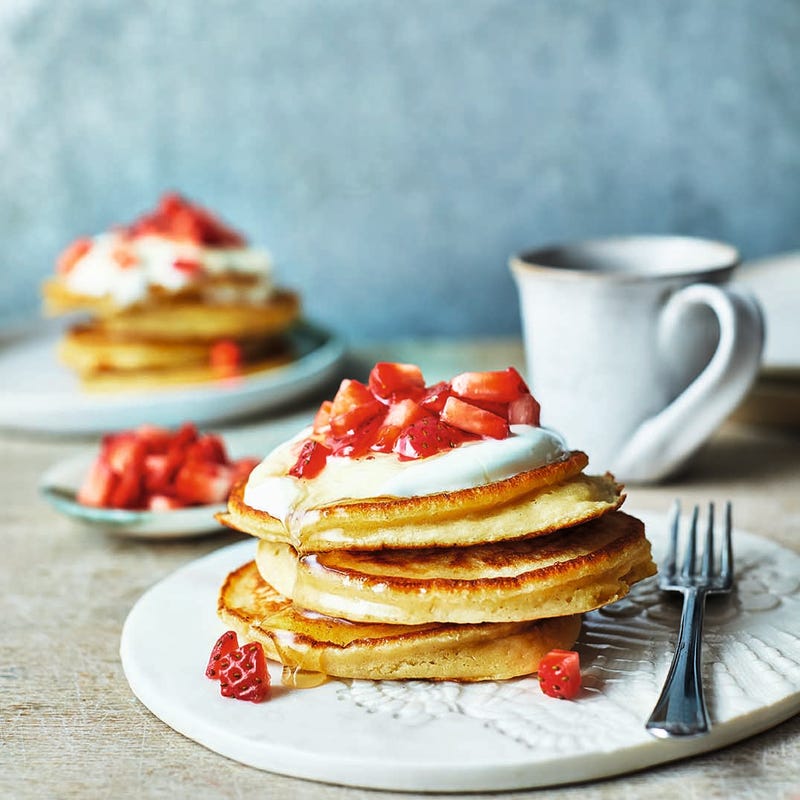 Photo of Butter bean pancakes with fresh strawberries by WW